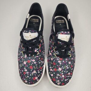 Keds Womens Kate Spade Flats Lowtop Sneakers Size 6, black boho floral